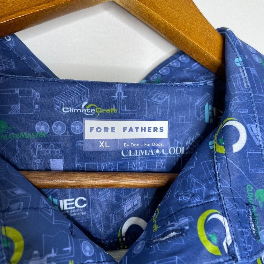 Fore Fathers ClimateCraft Polo Shirt XL Blue All Over Print Dad Gift Tee